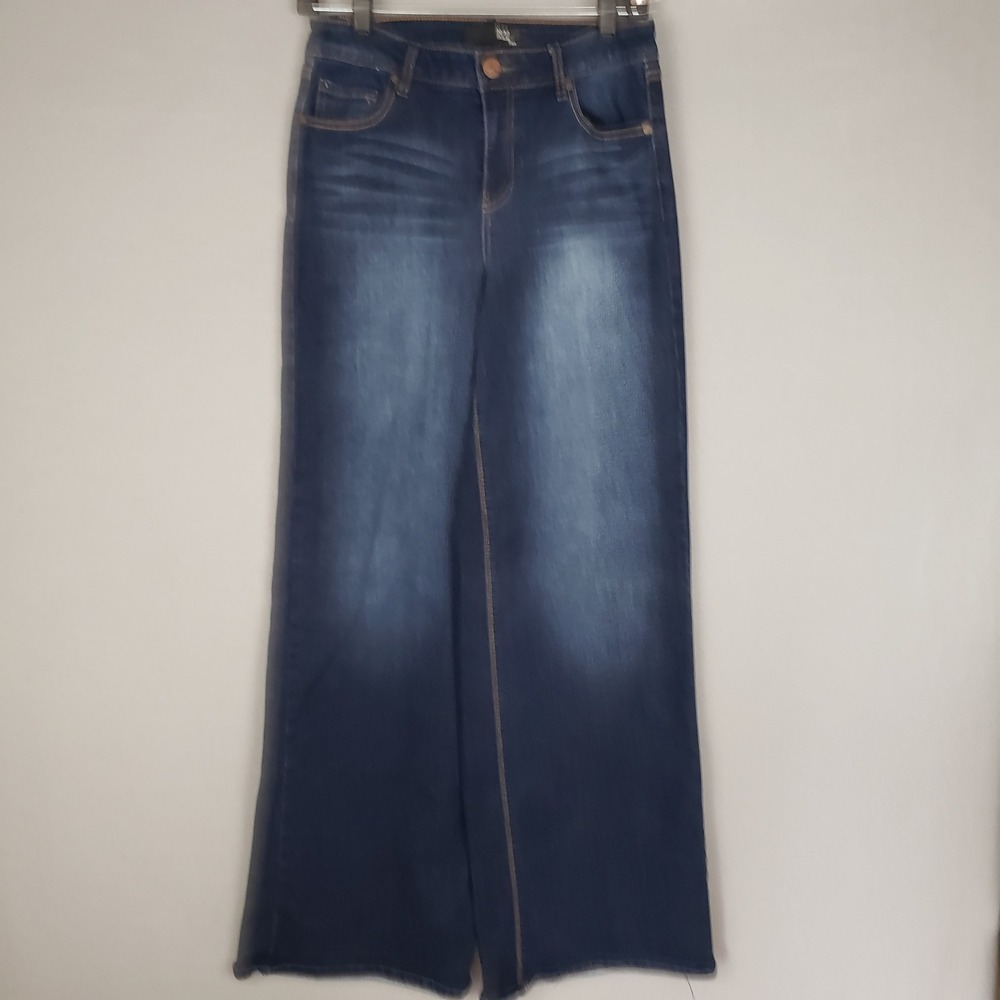 1822 Women's Size 27 Wide Leg Jeans Dark Wash Denim Stretch Baggy Trendy Relaxed